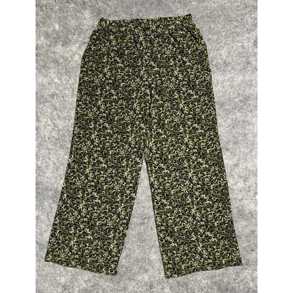 MICHAEL Michael Kors  Floral Wide Leg Pants Womens' M Green Gaucho Palazzo Crop
